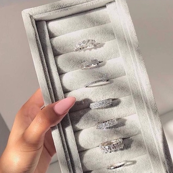 3 Rows Band Round Cut Eternity Wedding Band - Picture 7 of 15